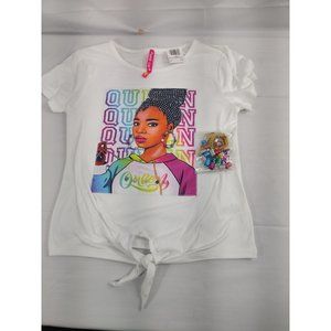 Nice blouse.  white for girl 14-16 with hair accessories